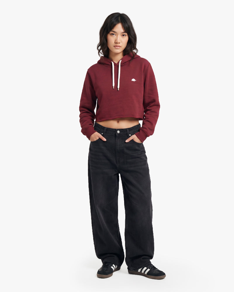 Hoodie Crop Wine
