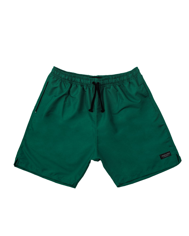 Swim Short Army – Verde 100% poliéster – Cordones a juego – Banda de cintura elástica – Bolsillo posterior – Bolsillos laterales
